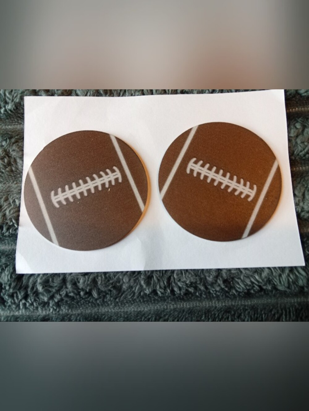 Unbranded Brown Football Car Beverage Holder Coasters - Set of 2